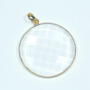 Round Shape Crystal Gemstone 925 Sterling Silver Pendant 18k Gold Plated Bezel Pendant For Wholesale Suppliers