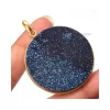 18k Gold Plated Blue Titanium Druzy Gemstone Pendant For Necklace 925 Sterling Silver Deep Blue Druzy Pendant For Wholesaler