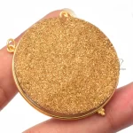 Round Gold Titanium Druzy Gemstone Pendant 925 Sterling Silver 18k Gold Plated Glitter Druzy Gemstone Pendant For Wholesaler