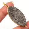 Beautiful Druzy Gemstone Pendant Gray Titanium Druzy Gemstone Pendant/ Gold Plated Oval Gemstone Silver Druzy Pendent Wholesaler