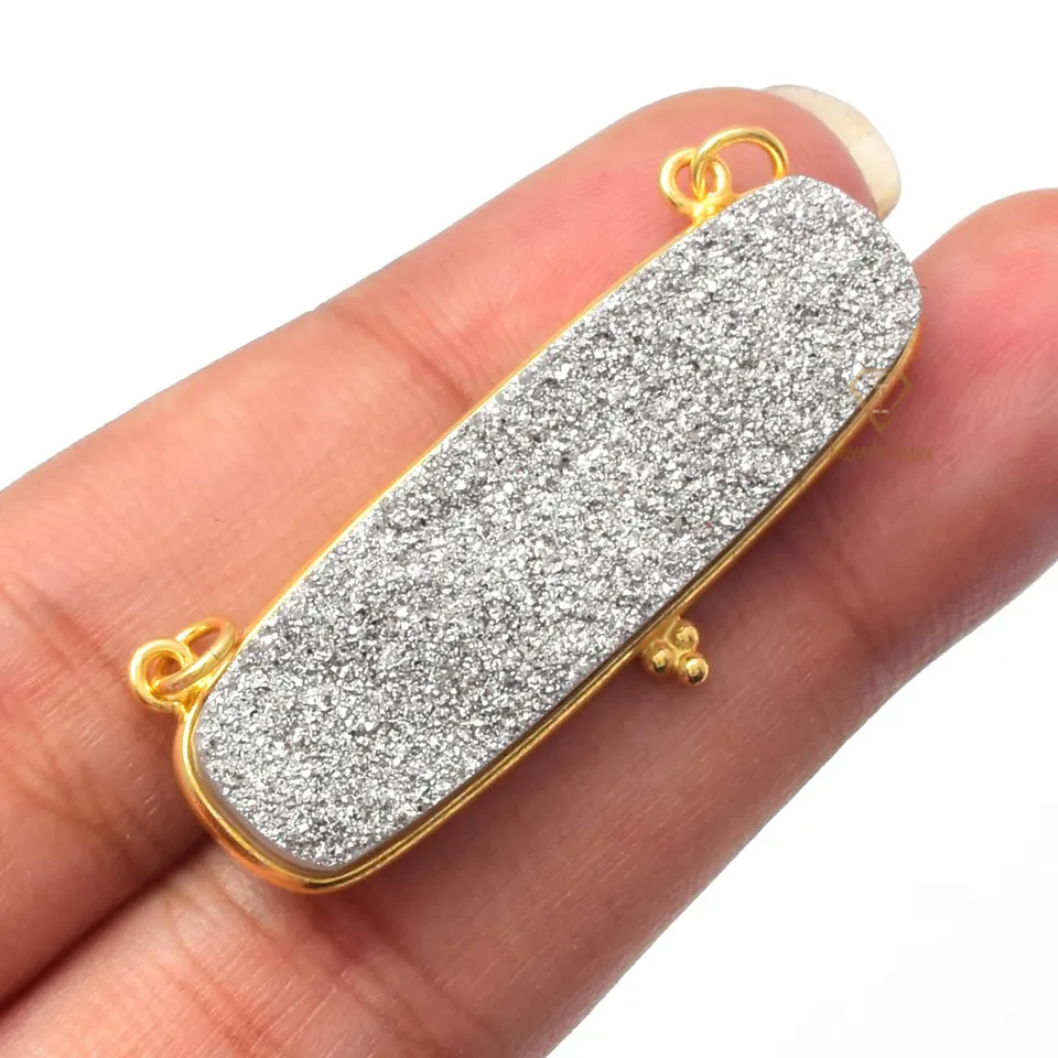 Gorgeous Silver Titanium Druzy Gemstone Pendant/ Micron Gold Plated Sterling Silver Anniversary Pendant For Wholesale Suppliers
