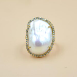 Trendy Jewelry Pearl ring gold plated fashionable 925 sterling silver ring for wholesale