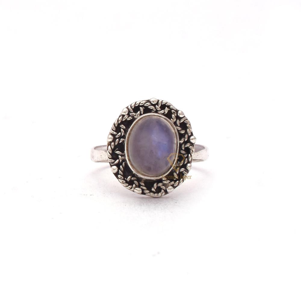 Natural Rainbow Moonstone Gemstone 925 Sterling Silver Ring, Handmade Bezel Set Boho Silver Ring For Wholesale Suppliers