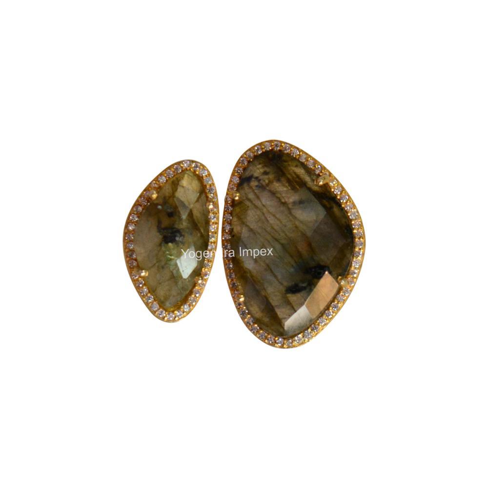 Natural Beautiful ! Fashion Labradorite Gemstone 925 Sterling Silver Adjustable Ring For Wholesale Suppliers