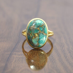 Gorgeous 18k Gold Plated Green Amazonite Oval Gemstone Rings/925 Sterling Silver Amazonite Rings Wholesale Supplier