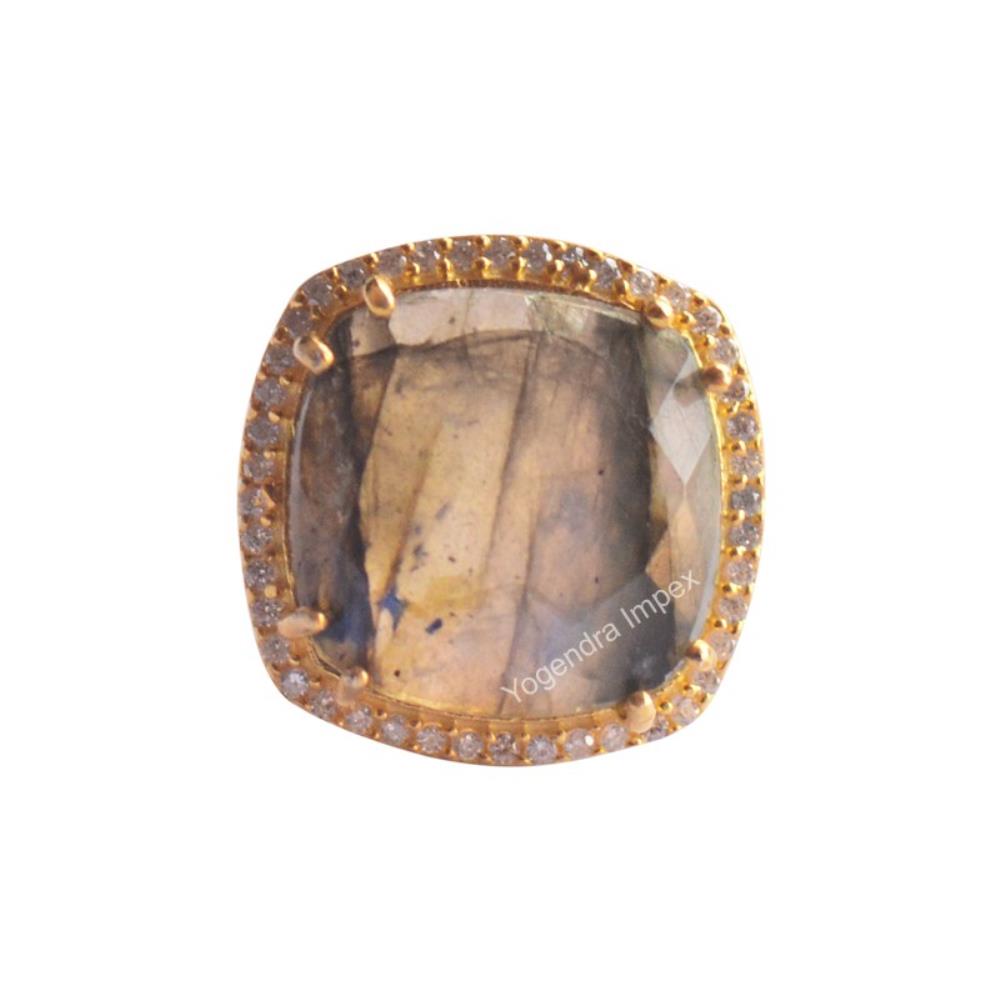 Labradorite Gold Plated over 925 Silver Ring Wholesale 925 Sterling Silver Labradorite Gemstone Rings