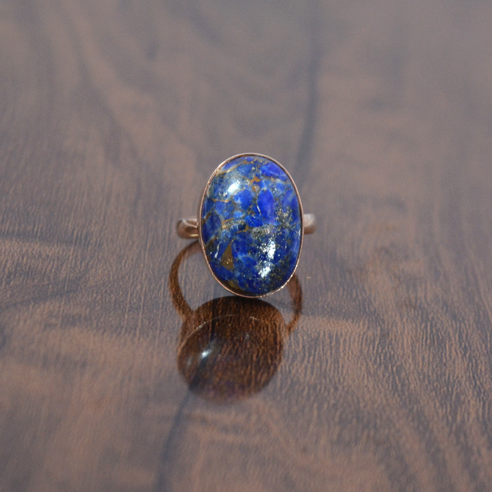 Lapis Lazuli Oval Shape Gemstone Ring Rose Gold Plated Ring 925 Sterling Silver Ring Wholesale Supplier