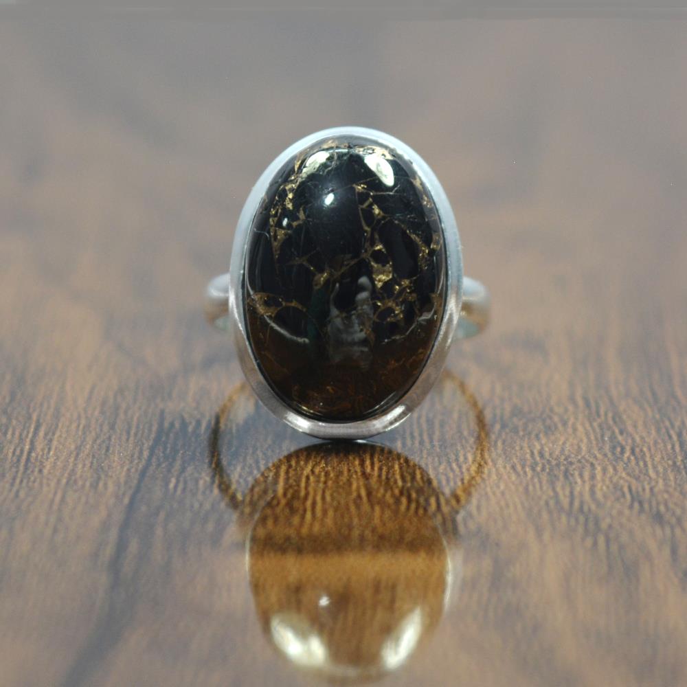 Handmade 925 Sterling Silver Oval Shape Shungite Gemstone Ring Wholesale Black Gemstone Ring Manufacturer & Supplier