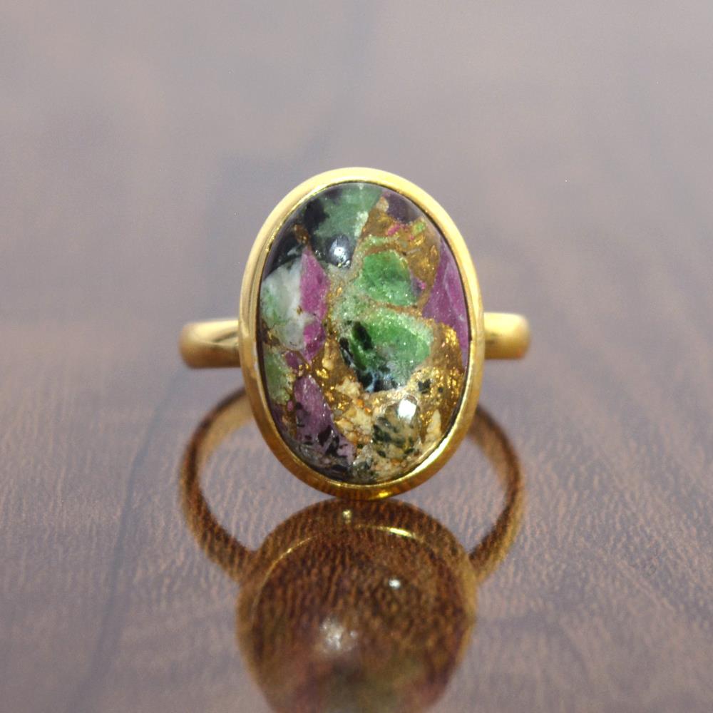 Ruby Gemstone 925 Sterling Silver Ring 18k Gold Plated Ruby Gemstone Ring Wholesale Supplier & Manufacturer