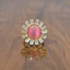 Exquisite 18k Gold Plated Round Pink Monalisa Gemstone Adjustable Ring, Wholesale 925 Sterling Silver Sunflower Rings Jewelry