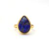 925 Solid Sterling Silver Natural Copper Lapis Lazuli Gemstone Protection Unique Designer Handmade Healing Crystal Ring