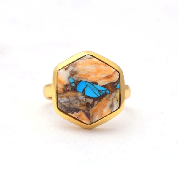 Fashion Jewelry Natural Oyster Copper Turquoise Ring 925 Solid Sterling Silver Statement Ring Jewelry Supply From India