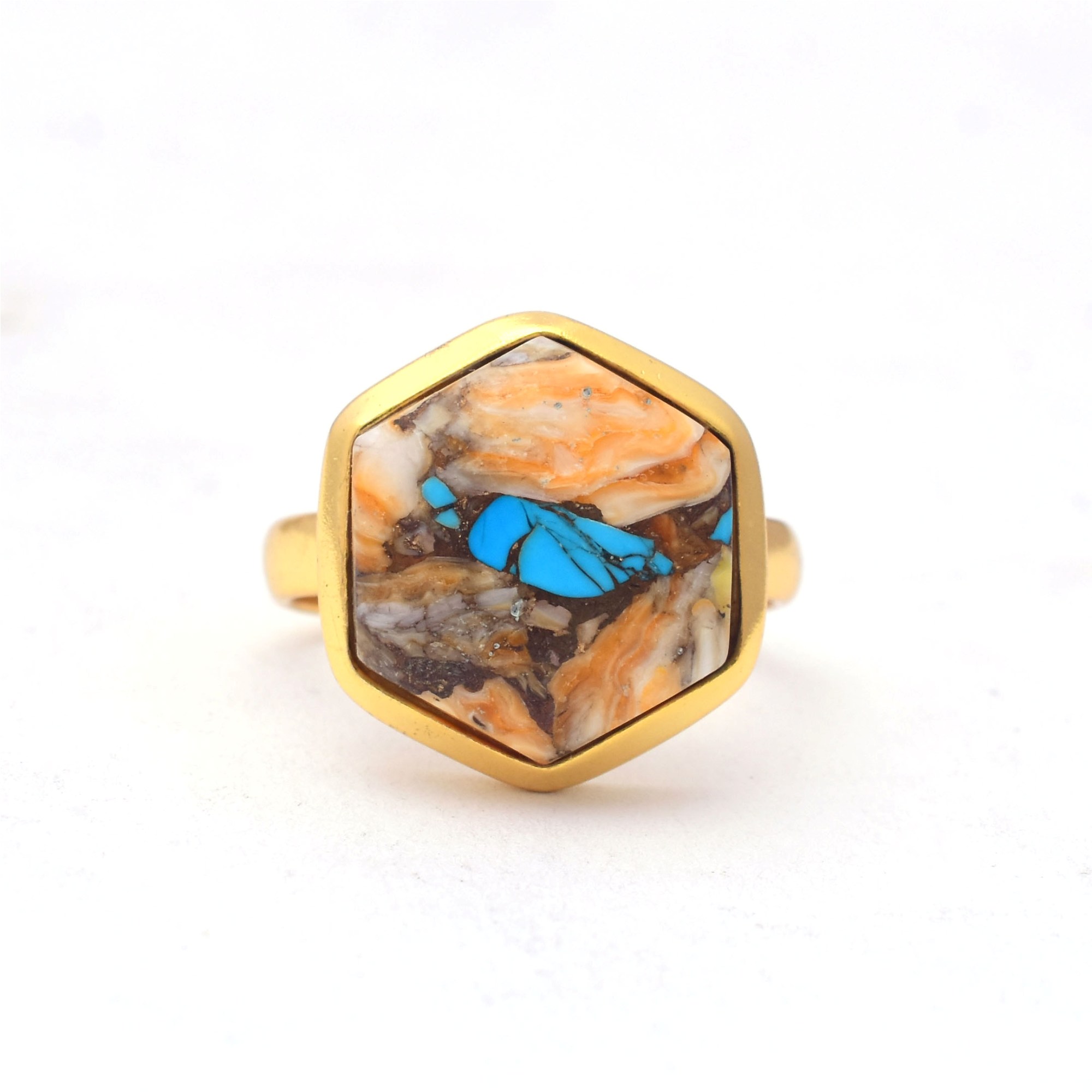 Fashion Jewelry Natural Oyster Copper Turquoise Ring 925 Solid Sterling Silver Statement Ring Jewelry Supply From India