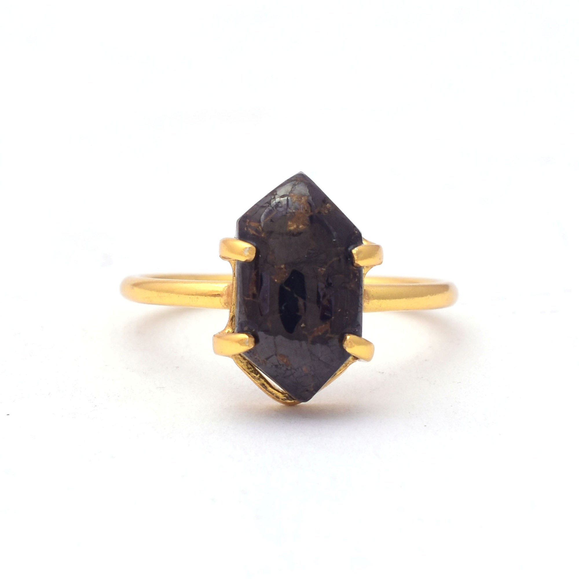 925 Sterling Silver Copper Shungite Gemstone Ring Handmade Jewelry Semiprecious Natural Healing Stone Ring For Men & Women