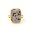 925 solid sterling silver natural Dalmation Jasper gemstone rings handmade semiprecious fine jewelry latest silver designer ring