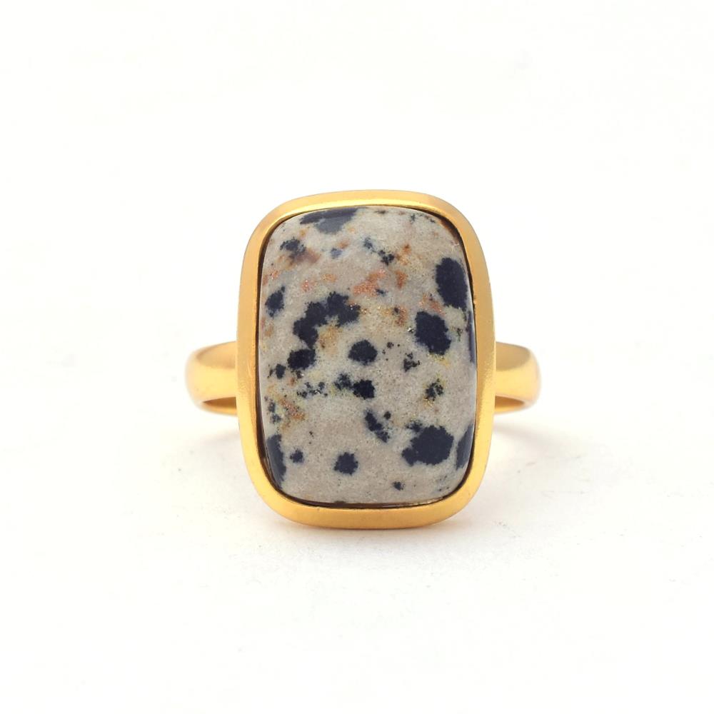 925 solid sterling silver natural Dalmation Jasper gemstone rings handmade semiprecious fine jewelry latest silver designer ring