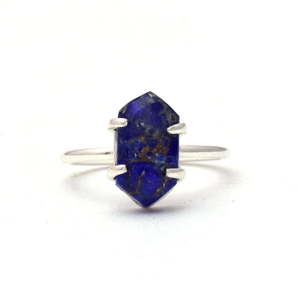High Quality 925 Sterling Silver Natural Copper Lapis Lazuli Gemstone Ring, Gorgeous Blue Gemstone Ring For Wholesale Suppliers