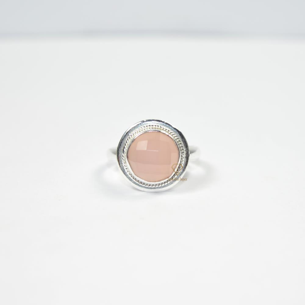 special fashion amazing 925 solid sterling silver Pink chalcedony ring jewelry unisex ring for wedding silver ring