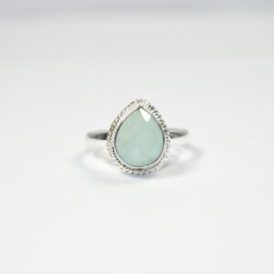 925 Sterling Silver Aqua Chalcedony Gemstone Ring Handmade Jewelry Semiprecious Natural Healing Stone Ring For Men & Women