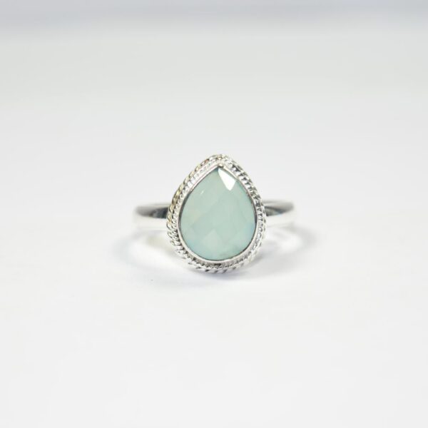 925 Sterling Silver Aqua Chalcedony Gemstone Ring Handmade Jewelry Semiprecious Natural Healing Stone Ring For Men & Women