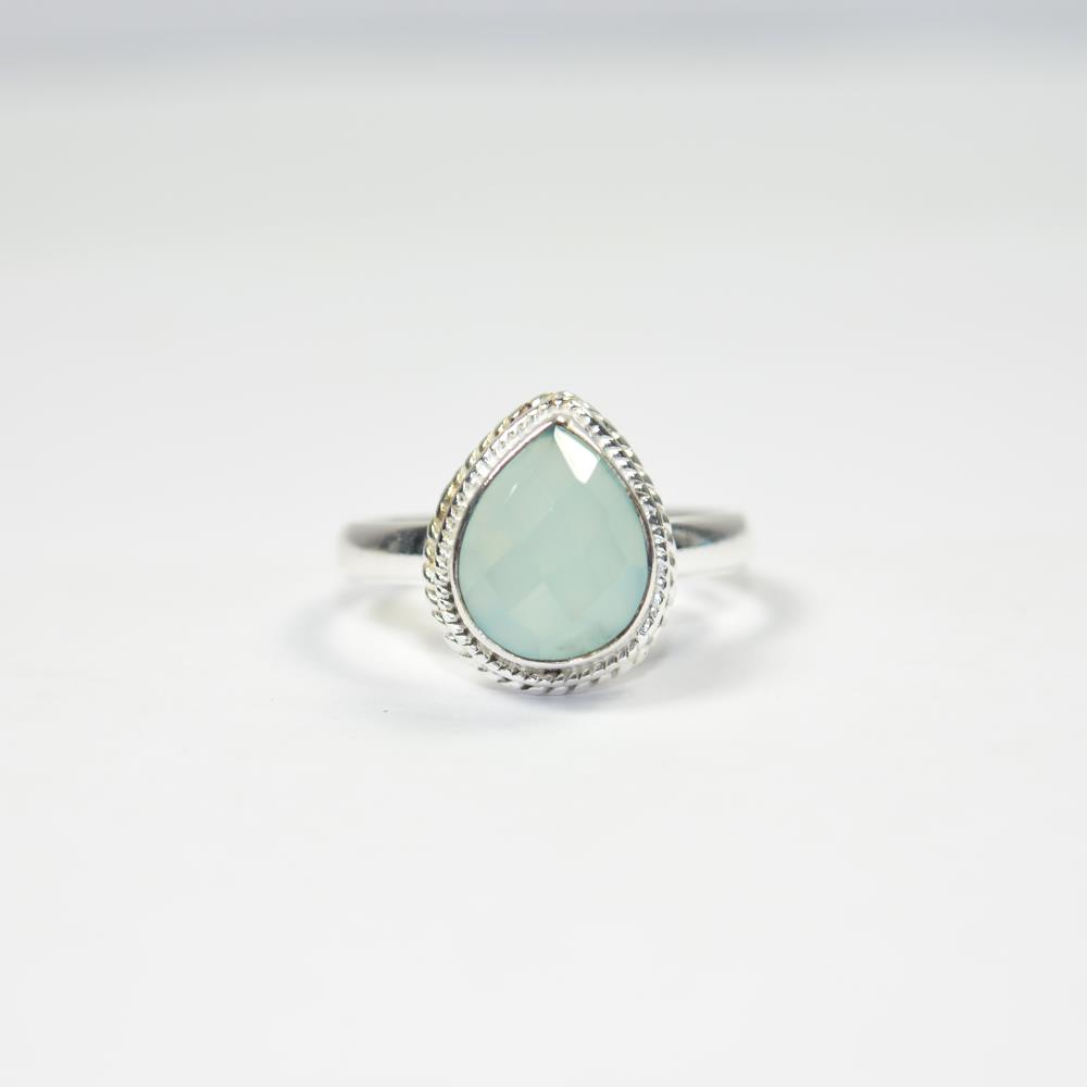 925 Sterling Silver Aqua Chalcedony Gemstone Ring Handmade Jewelry Semiprecious Natural Healing Stone Ring For Men & Women