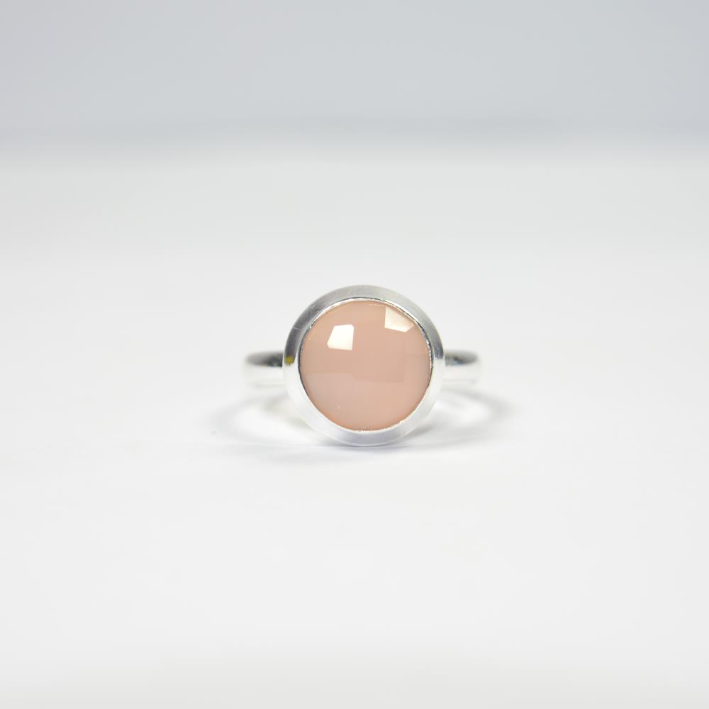 natural gemstone rings 925 solid sterling silver Pink Chalcedony semiprecious fine jewellery ring at wholesale price