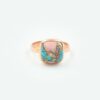 Pink Opal Copper Turquoise gemstone 925 solid sterling silver bezel setting ring silver ring fine jewelry multi colour ring