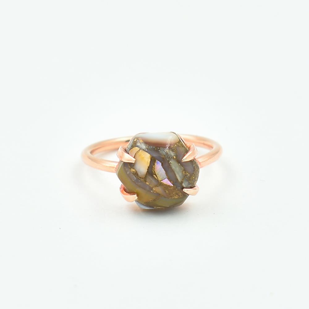 925 sterling silver natural White Shell Copper gemstone rings handmade semiprecious fine jewelry latest silver designer ring