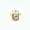 natural Copper calcite gemstone ring designer 925 solid sterling silver ring for women handmade semiprecious silver ring