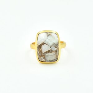 natural Copper calcite gemstone ring designer 925 solid sterling silver ring for women handmade semiprecious silver ring