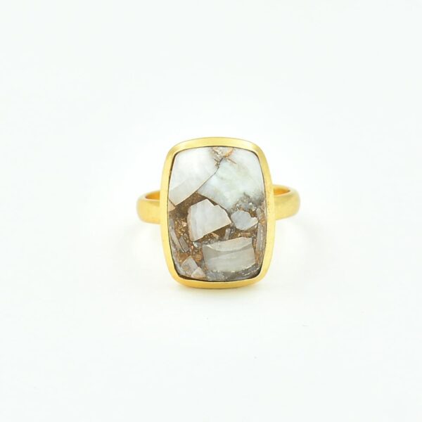 natural Copper calcite gemstone ring designer 925 solid sterling silver ring for women handmade semiprecious silver ring