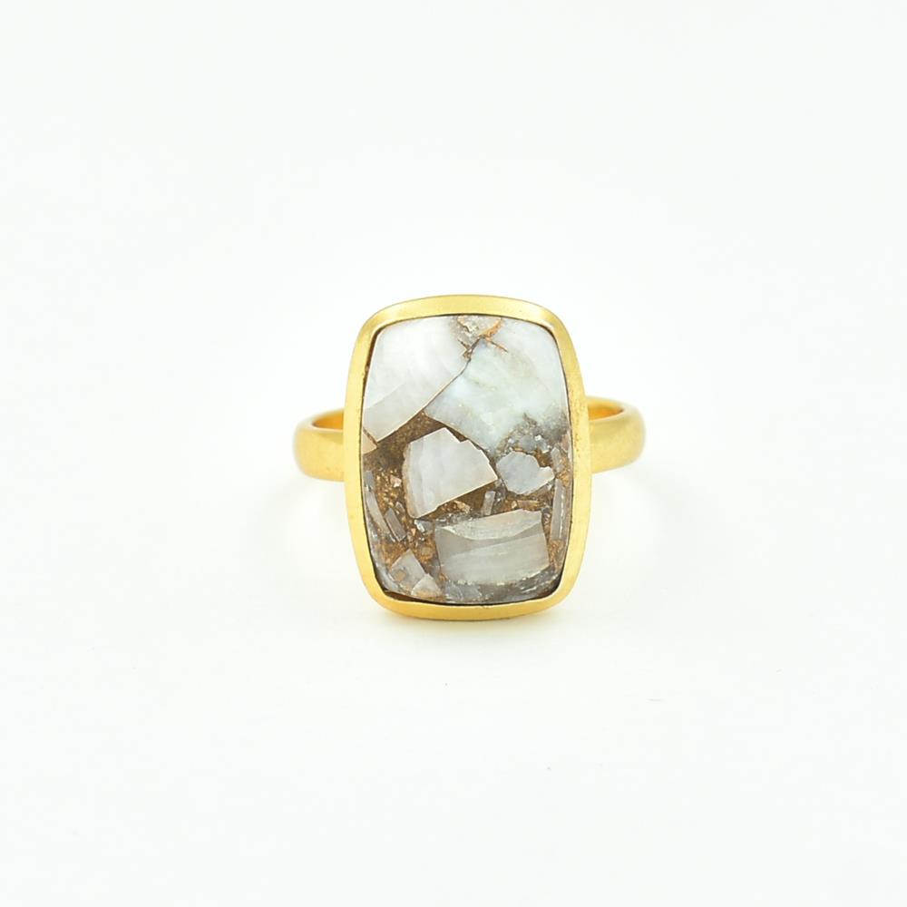 natural Copper calcite gemstone ring designer 925 solid sterling silver ring for women handmade semiprecious silver ring