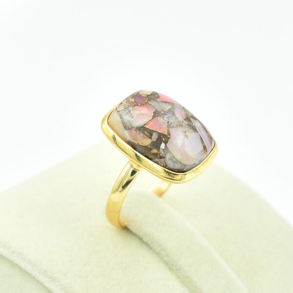 Natural Pink Opal Copper Ring For Women And Girls 925 Sterling Silver Handmade Jewelry Bulk Wholesale Fine Silver Rings