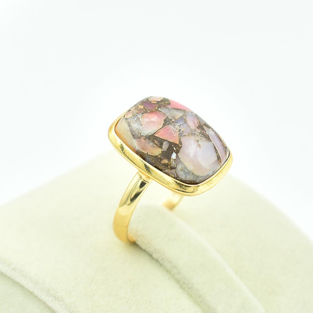 Natural Pink Opal Copper Ring For Women And Girls 925 Sterling Silver Handmade Jewelry Bulk Wholesale Fine Silver Rings