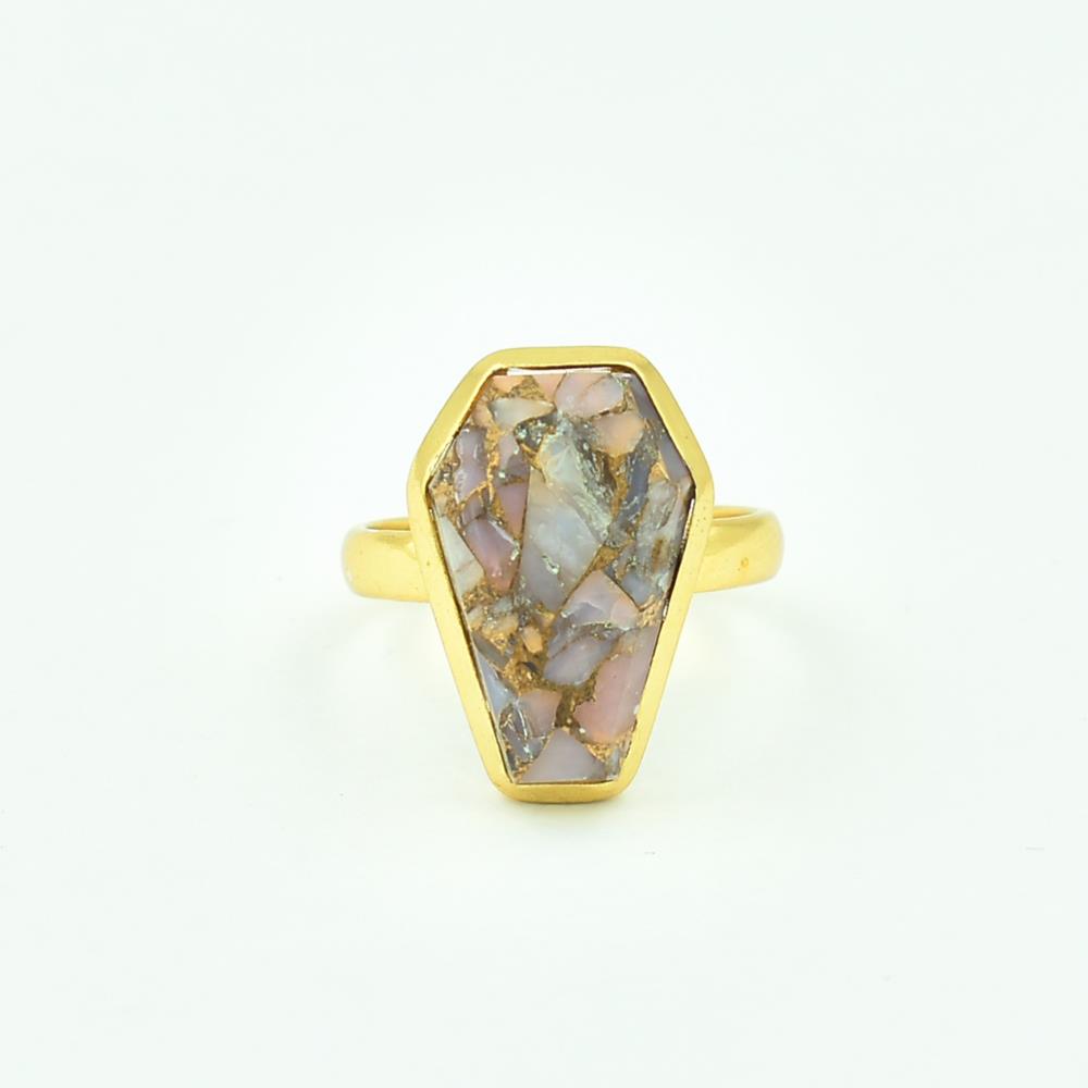 Pink Opal Copper Ring