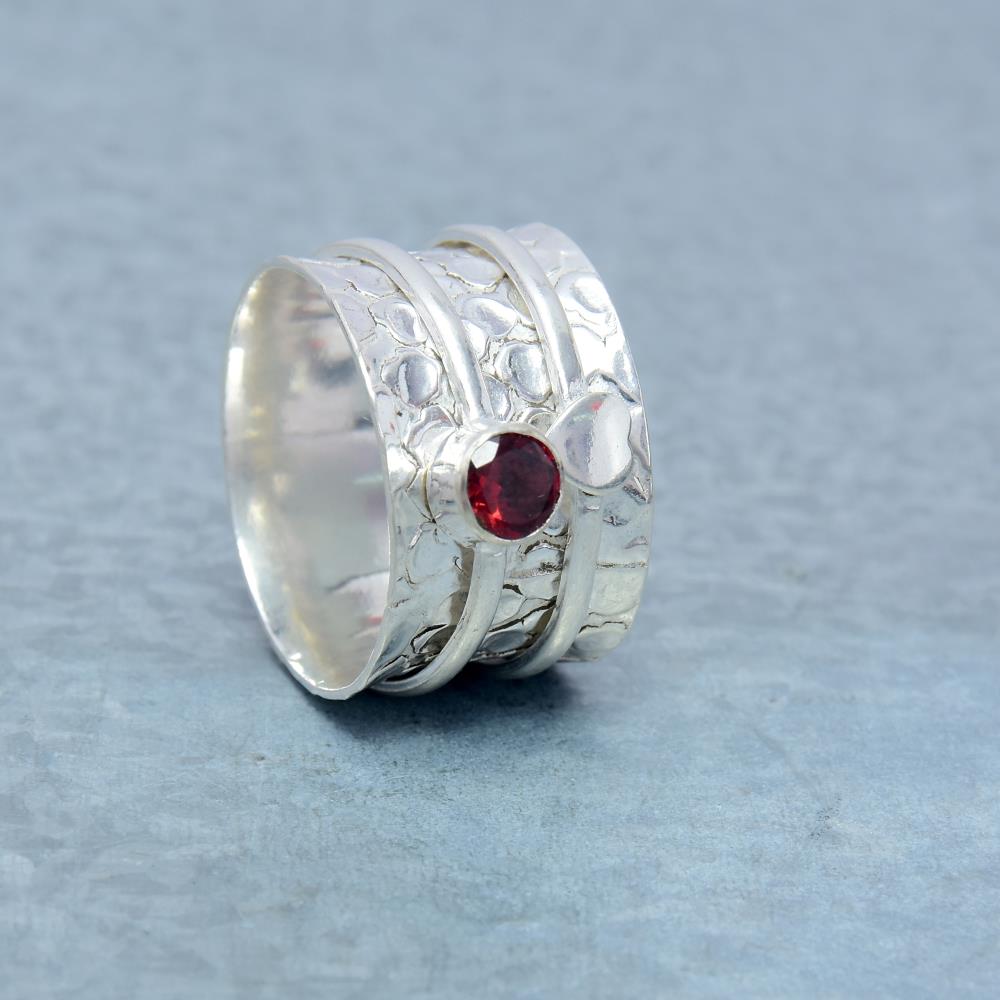 Red Garnet Spinner Ring