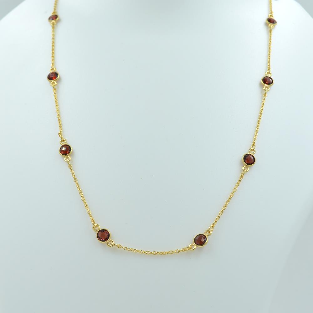 Red Garnet Gemstone Necklace 925 Sterling Silver