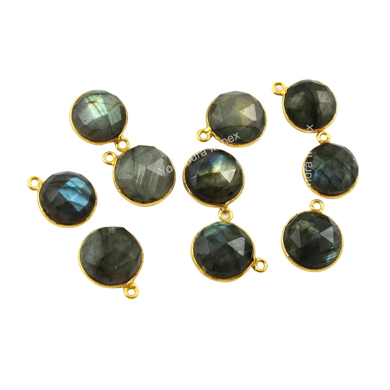 Natural Labradorite Gemstone 925 Sterling Silver 18k Gold Plated Bezel Pendant Jewelry For Wholesale Suppliers