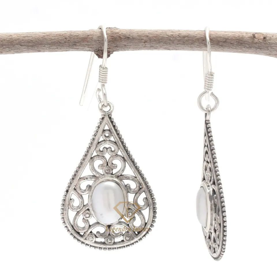 Gorgeous Natural Pearl Gemstone Dangle & Drop Earrings 925 Sterling Silver, Boho Hanging Earrings For Wholesale Suppliers