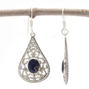 Natural Blue Sapphire Gemstone Drop & Dangle Earrings 925 Sterling Silver, Handmade Wedding Earrings Jewlery For Wholesaler