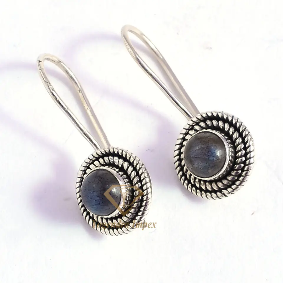 Top Quality Natural Labradorite Gemstone Drop & Dangle Earrings/ Handmade Boho 925 Sterling Silver Earrings Jewelry For Supplies