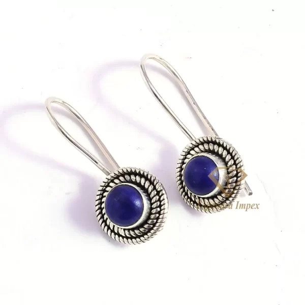 Natural Lapis Lazuli Gemstone Drop & Dangle Earrings 925 Sterling Silver, Handmade Bridal Earring Jewelry For Wholesale Supplies