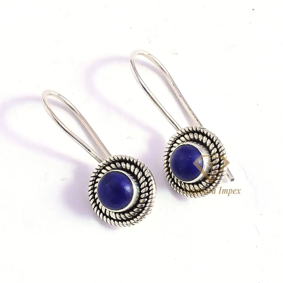 Natural Lapis Lazuli Gemstone Drop & Dangle Earrings 925 Sterling Silver, Handmade Bridal Earring Jewelry For Wholesale Supplies
