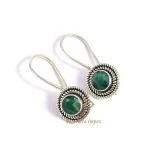Vintage Natural Emerald Gemstone Dangle & Drop Earrings 925 Sterling Silver Earrings, Handmade Boho Earrings For Suppliers