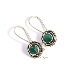 Vintage Natural Emerald Gemstone Dangle & Drop Earrings 925 Sterling Silver Earrings, Handmade Boho Earrings For Suppliers