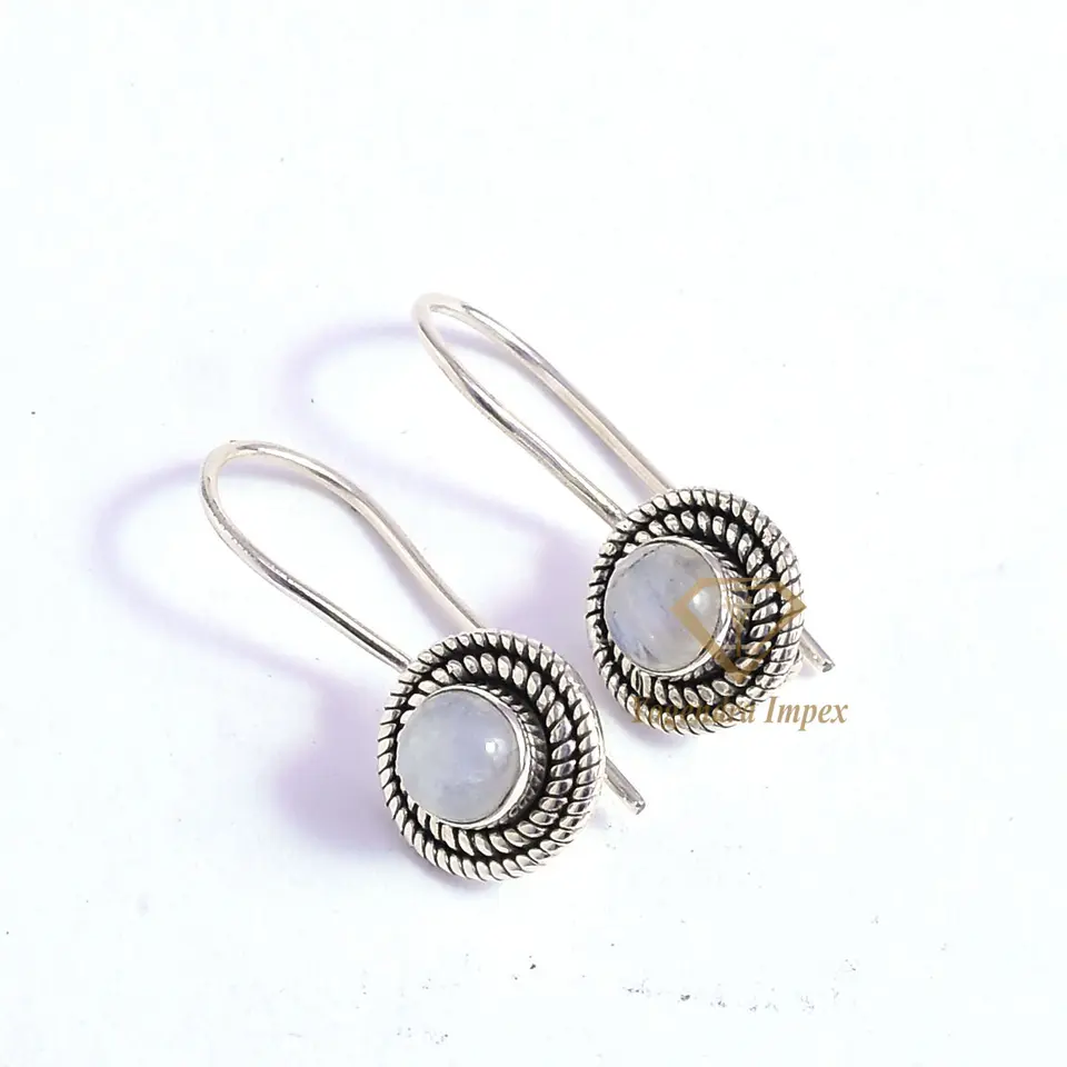 Gorgeous Rainbow Moonstone Gemstone Drop & Dangle Earrings, Wholesale 925 Sterling Silver Handmade Hook For Suppliers