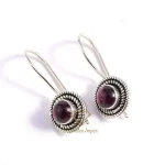 Natural Red Garnet Gemstone 925 Sterling Silver Earrings, Silver Handmade Bezel Set Drop & Dangle Earrings Jewelry For Women