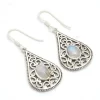 Gorgeous Oval Shape Rainbow Moonstone Gemstone Earrings Wholesale 925 Sterling Silver White Gemstone Earrings Jewelry For Women