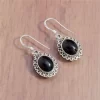 Natural Black Onyx Gemstone Dangle & Drop Earrings/925 Sterling Silver Handmade Bezel Set Hook Earrings For Wholesale Suppliers