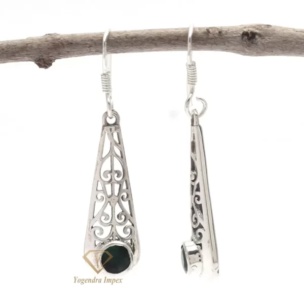 Top Quality Natural Emerald Gemstone Drop & Dangle Earrings925 Sterling Handmade Boho Silver Earrings Jewelry For Wholesaler